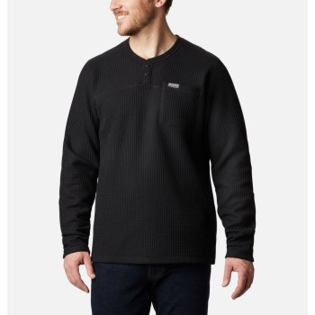 Columbia Muške Majice S Kapuljačom - Flare Gun Waffle Henley Crne | DTPI-76159